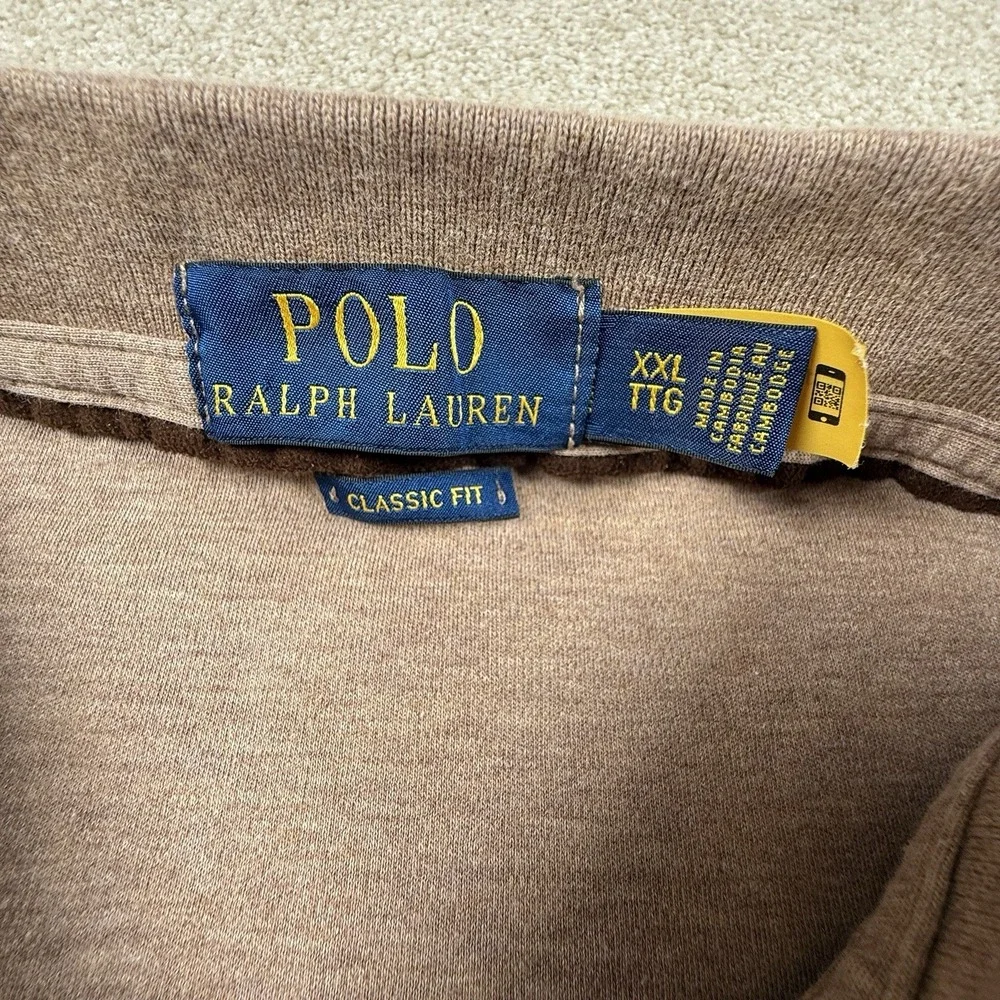 Polo Ralph Lauren Men's XXL Classic Fit Soft L/S‎ Polo Shirt Tan Flesh Pony